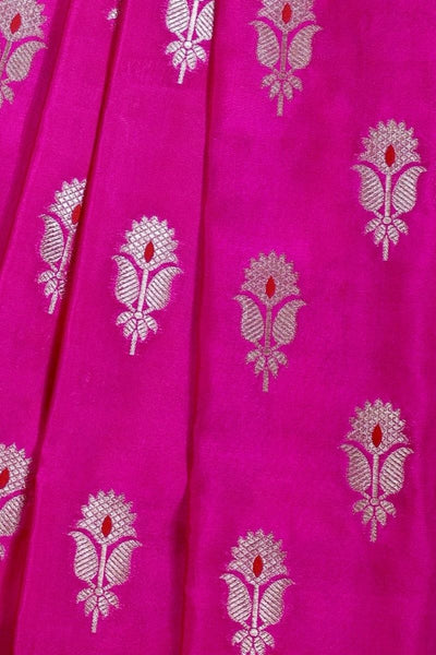 Sutra Handwoven Dupion Silk Gold Zari Fabric - Pink
