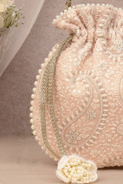 Rhea Threadwork Potli - Peach