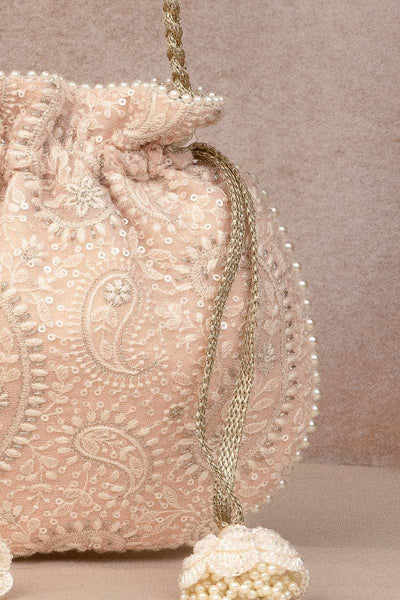 Rhea Threadwork Potli - Peach