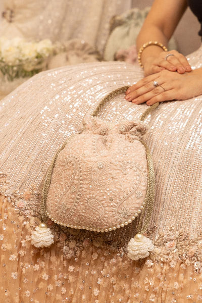 Rhea Threadwork Potli - Peach