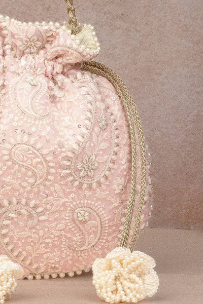 Rhea Threadwork Potli - Pink