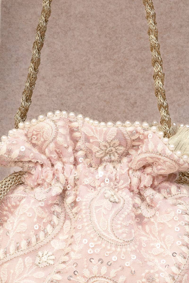 Rhea Threadwork Potli - Pink