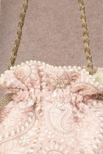Rhea Threadwork Potli - Pink