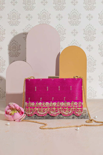 Tari silk box clutch - pink