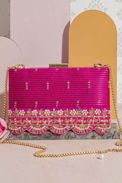 AMYRA Tari silk box clutch - pink