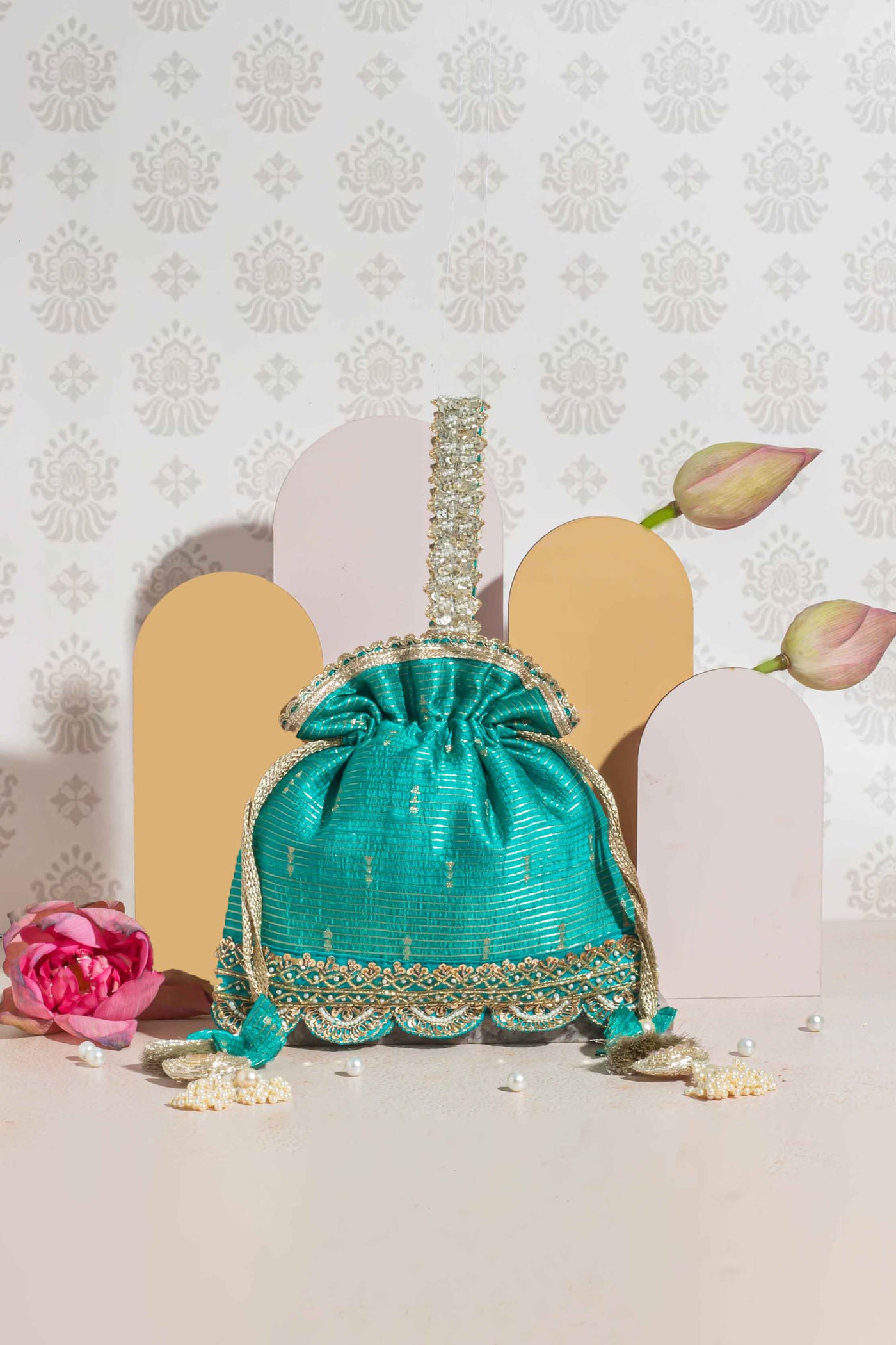 Tari Silk Potli - Turquoise