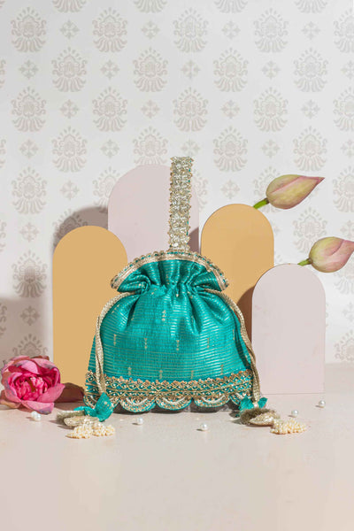 Tari Silk Potli - Turquoise