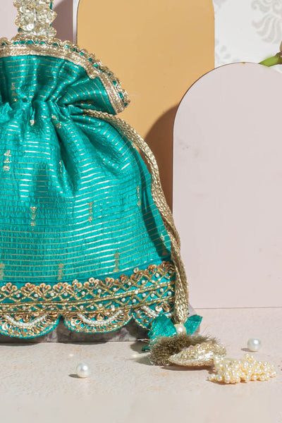 Tari Silk Potli - Turquoise