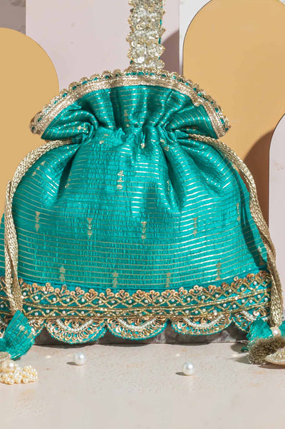 Tari Silk Potli - Turquoise
