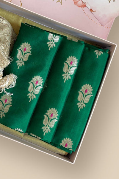 Mother's Day Hamper - Tarang cutwork potli - Light gold & Fabric Box
