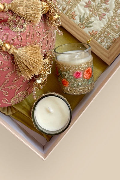Mother's Day Hamper - Tarang cutwork potli - Pink - Home & Candle Box