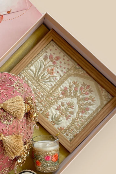 Mother's Day Hamper - Tarang cutwork potli - Pink - Home & Candle Box