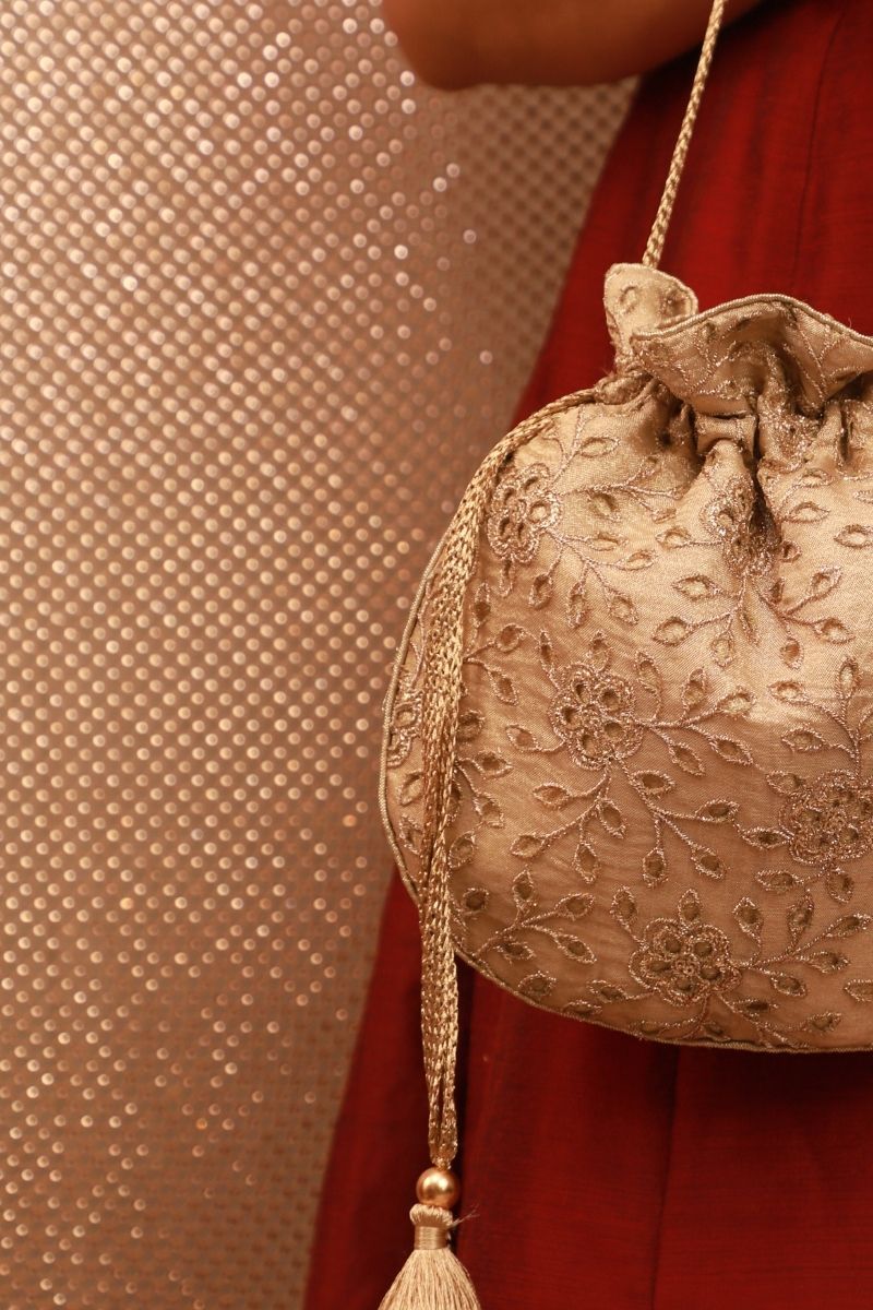 Tarang Cutwork Potli - Gold