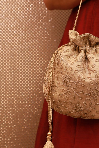 Tarang Cutwork Potli - Gold