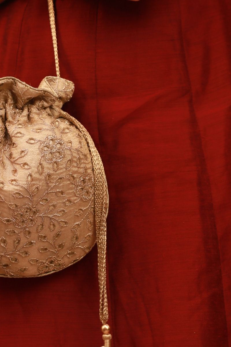 Tarang Cutwork Potli - Gold