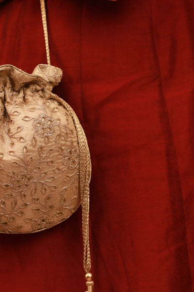 Tarang Cutwork Potli - Gold