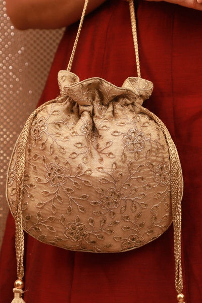 Tarang Cutwork Potli - Gold