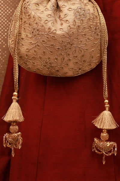 Tarang Cutwork Potli - Gold