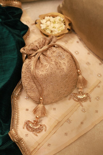 Tarang Cutwork Potli - Gold