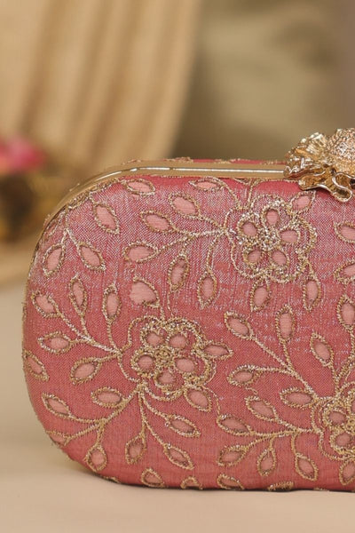 Tarang Cutwork Capsule Clutch - Pink