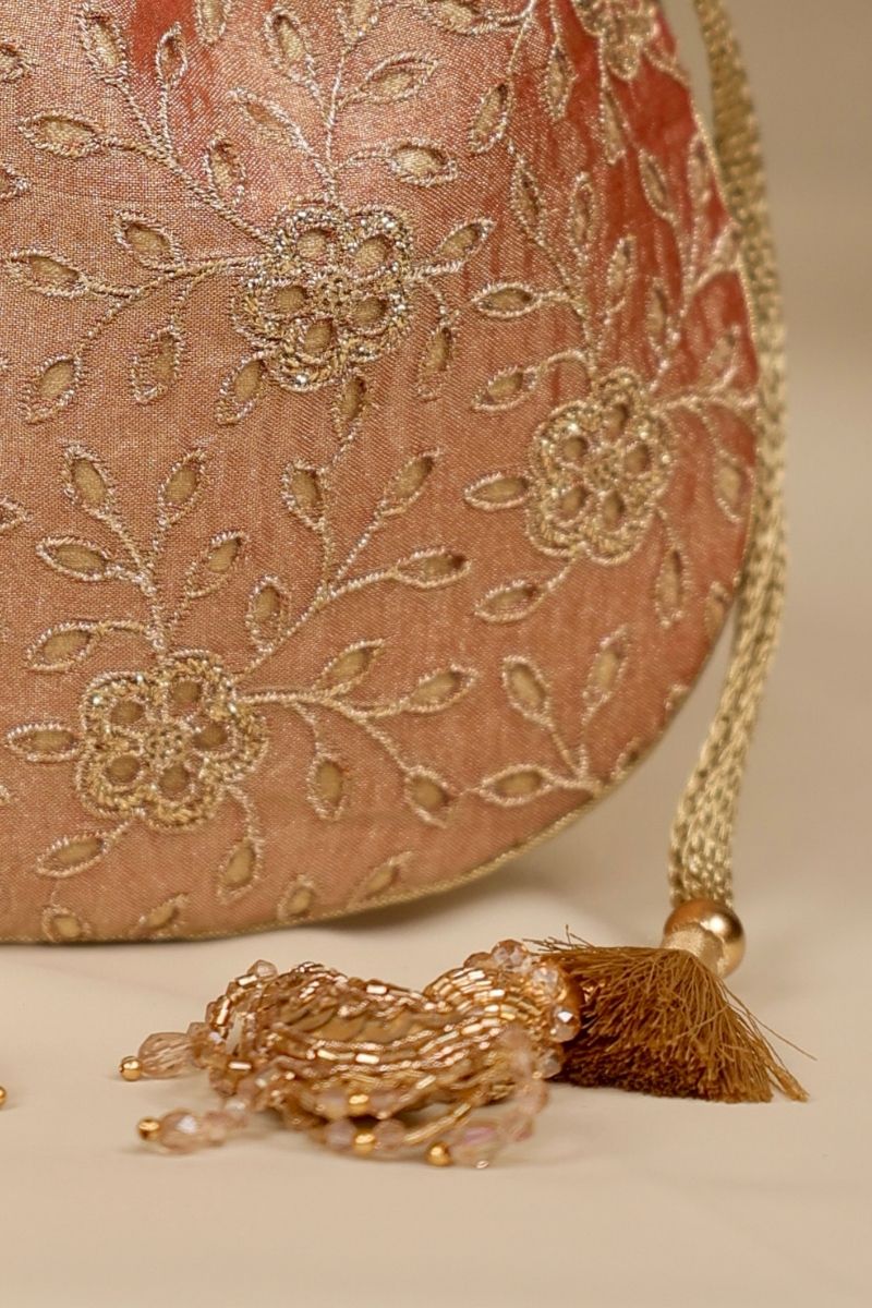 Tarang Cutwork Potli - Copper