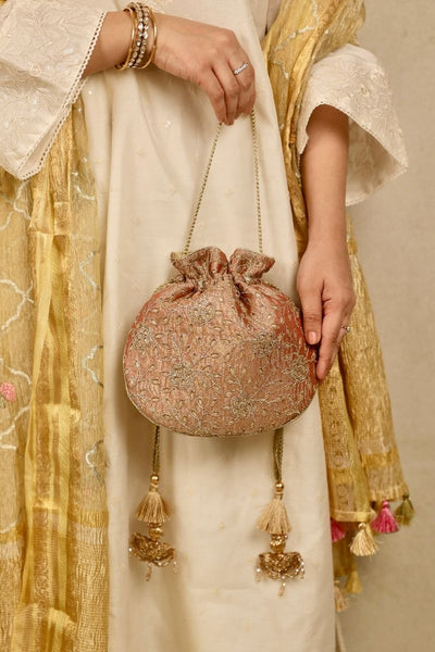 Tarang Cutwork Potli - Copper