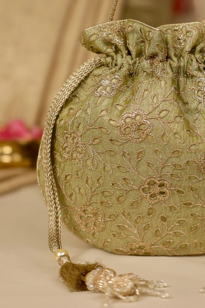 Tarang Cutwork Potli - Green