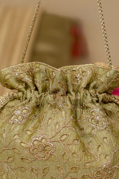 Tarang Cutwork Potli - Green