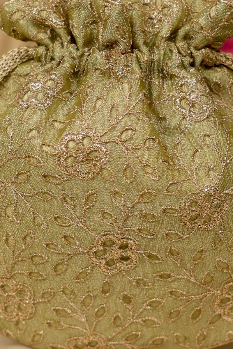 Tarang Cutwork Potli - Green
