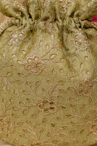 Tarang Cutwork Potli - Green
