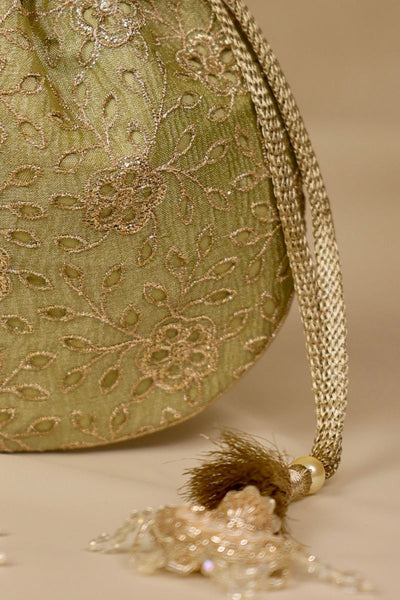 Tarang Cutwork Potli - Green