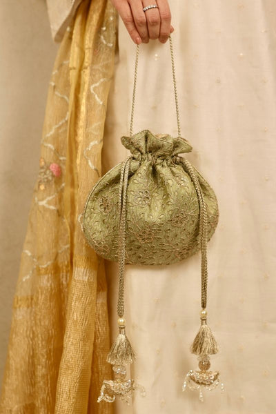 Tarang Cutwork Potli - Green