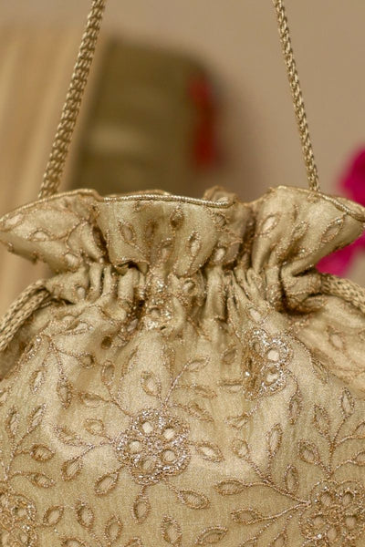 Tarang Cutwork Potli - Light Gold