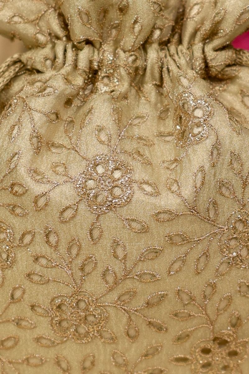 Tarang Cutwork Potli - Light Gold