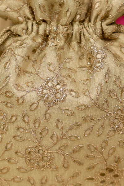 Tarang Cutwork Potli - Light Gold