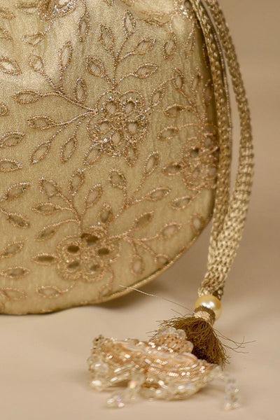 Tarang Cutwork Potli - Light Gold