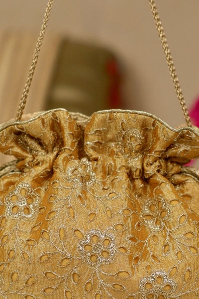 Tarang Cutwork Potli - Mustard