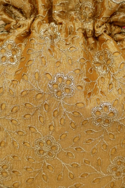 Tarang Cutwork Potli - Mustard