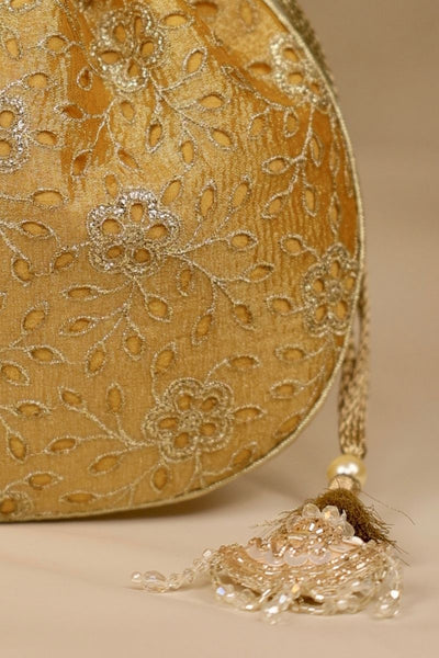 Tarang Cutwork Potli - Mustard