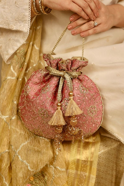 Tarang Cutwork Potli - Pink