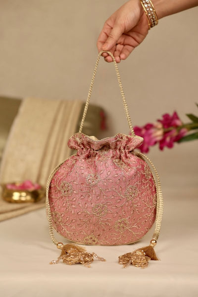 Tarang Cutwork Potli - Pink