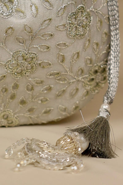 Tarang Cutwork Potli - Silver