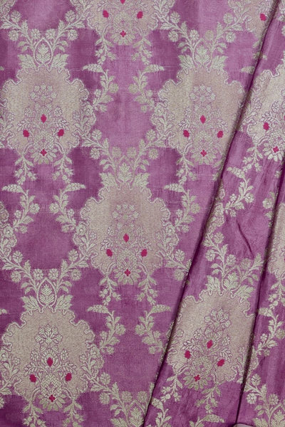 Tashi Handloom Dupion Silk Gold Zari Fabric - Lilac