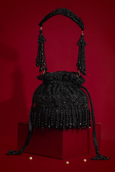 Tilora Embroidered Mini Potli - Black