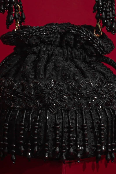 Tilora Embroidered Mini Potli - Black