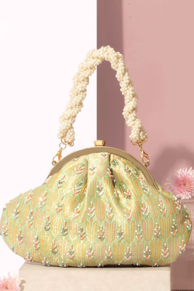 Titli Pure Banarasi Silk Vintage purse - Green