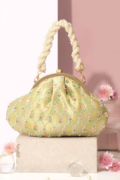 Titli Pure Banarasi Silk Vintage purse - Green