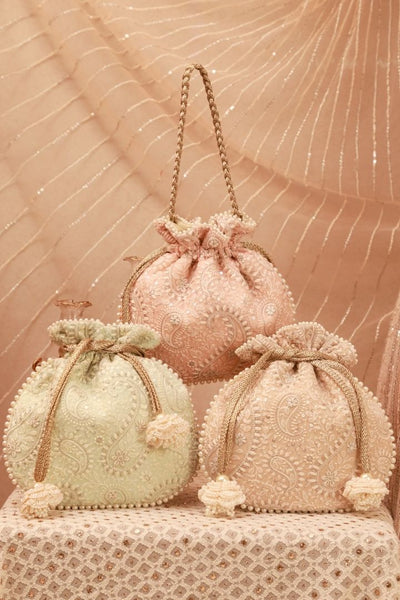 Rhea Threadwork Potli - Mint