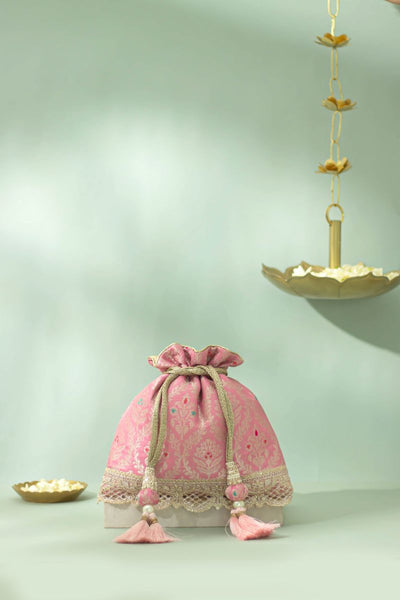 Veha Silk Potli - Pastel Pink