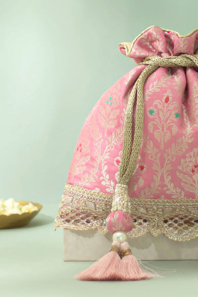 Veha Silk Potli - Pastel Pink